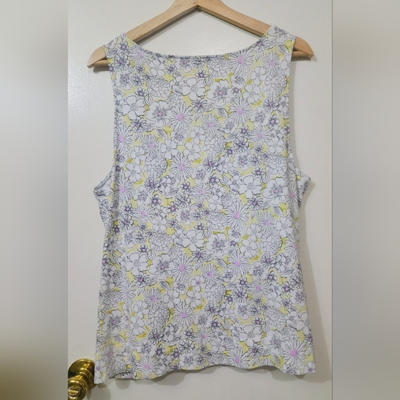 J.Jill Printed Scoop Neck Layering Tank Floral Print size2X Black & White w/Pink - Picture 4 of 7